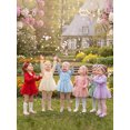 thumbnail image 4 of Cenuakty Baby Girl 2 Piece Outfit Adorable Flower Decor Long Sleeve Square Neck Tulle Romper Dress and Headband Set, 4 of 9