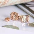 thumbnail image 2 of 4 CT Cushion Cut Lab Created Peach Morganite Stud Earrings 14K Rose Gold Plated, 2 of 4