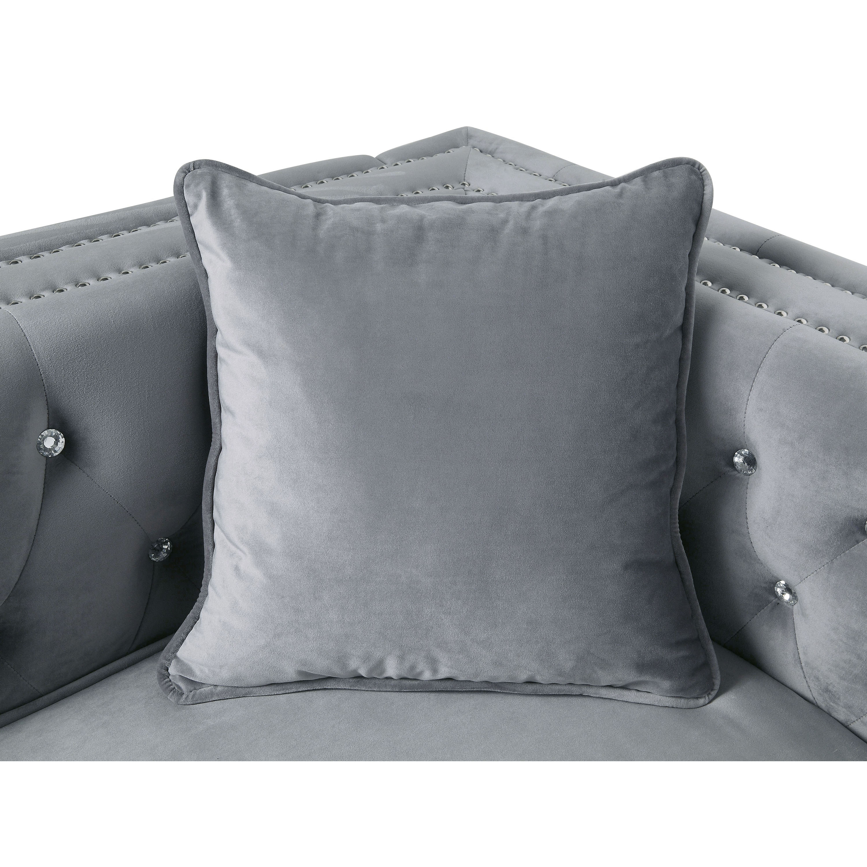 Furniture of America Tufted Fabric Glam Ginny Sectional, Gray