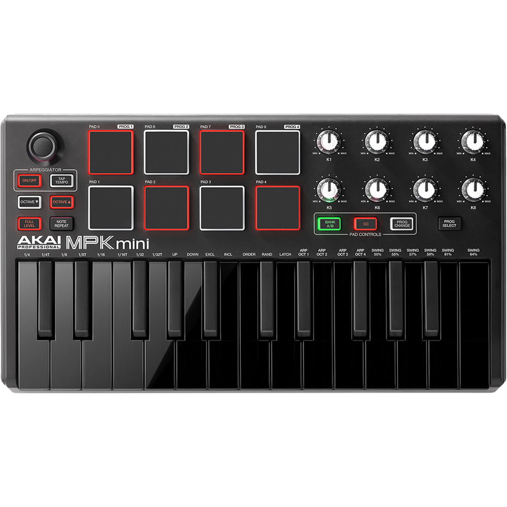 enemy drive Regularly Akai Professional MPK Mini MKII Compact Keyboard and Pad Controller, Black  - Walmart.com
