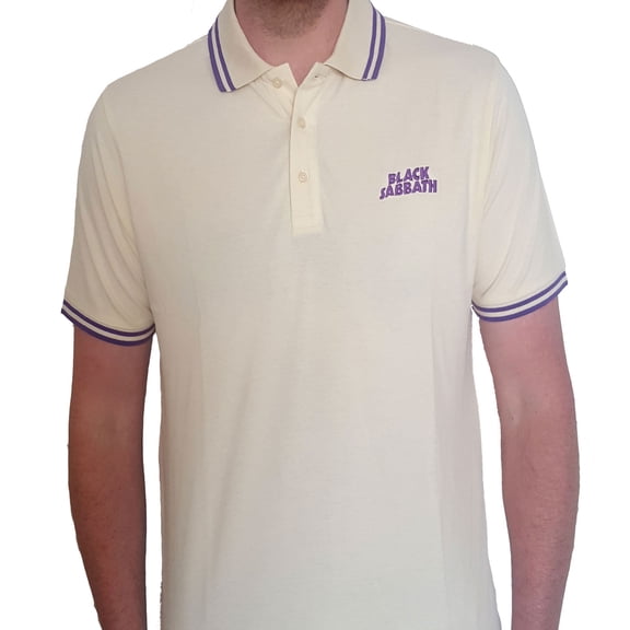 Men's Black Sabbath Wavy Logo (Import) Polo Shirt Small Natural