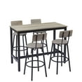 thumbnail image 3 of 47" Dining Table Set with Backrest for 4, Rustic 5-Piece Dining Table Set with PU Soft Cushion, Wood&Steel Console Kitchen Table Set with 4 Stools for Small Places, 3 of 9
