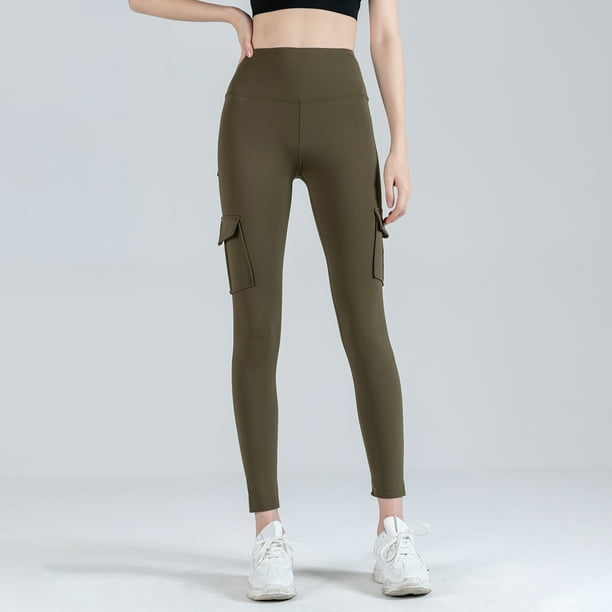 Women Leggings Cargo Pants High Waist Multi-Pocket Yoga Fitness Gym  Athletic Sportswear Solid Bodycon Pants