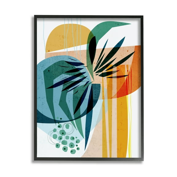 Stupell Summer Tropics Abstract Botanicals Abstract Painting Black Framed Art Print Wall Art