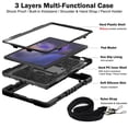 thumbnail image 3 of ELEHOLD Rugged Case for Samsung Galaxy Tab A9 Plus 11.0"(2023) Three-Layer Hybrid Muti-Functional Case with 360° Rotating Kickstand Handstrap Crossbody Shoulder Strap Shockproof Case, Black, 3 of 7