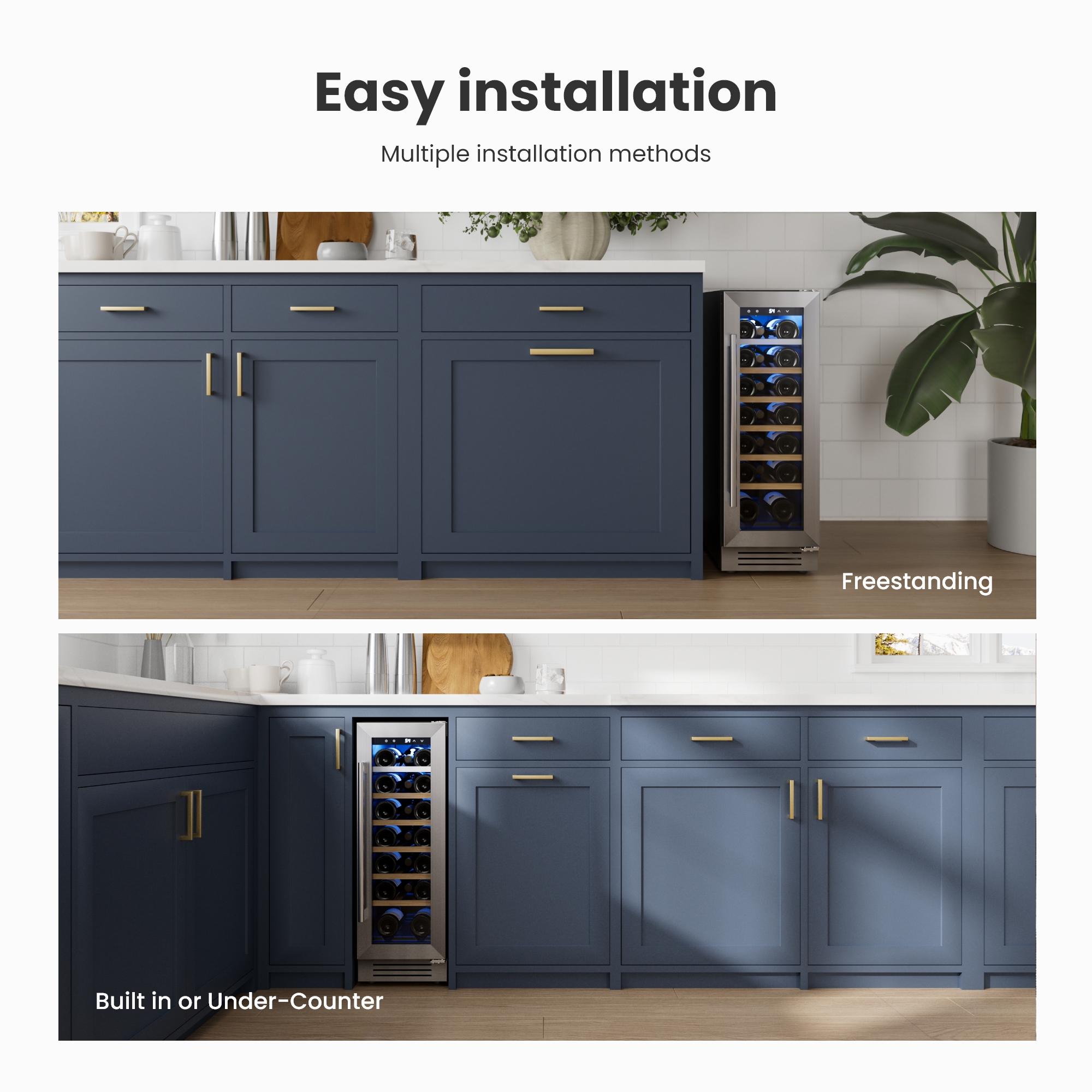 Yeego 12" Wine Cooler Refrigerator, 18 Bottles Wine Refrigerator with Compressor, Wine Fridge with Glass Door ， Built-in Undercounter or Freestanding