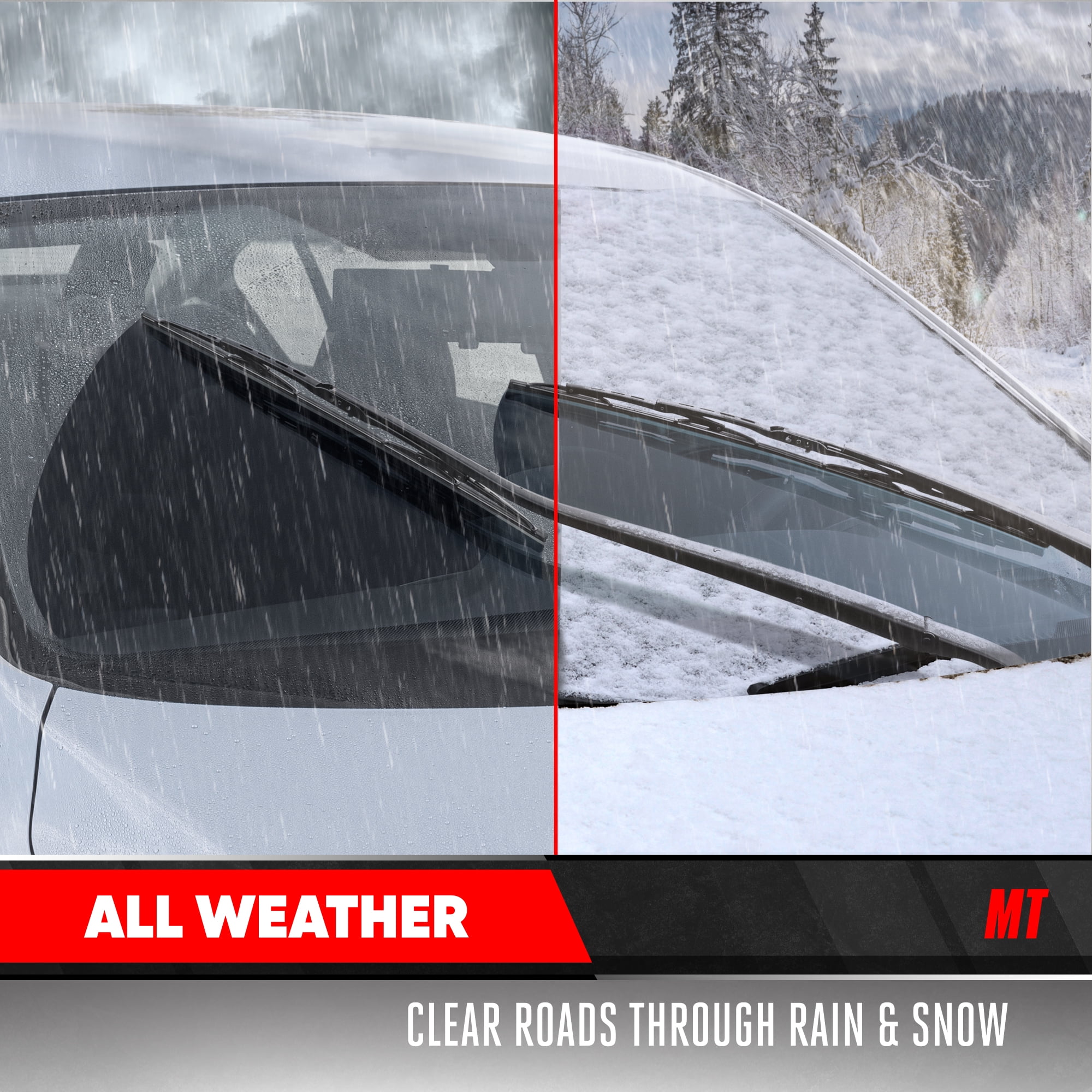 Motor Trend Ultrafirm Replacement Windshield Wiper Blades - Advanced Crystal-Clear Streak-Free Premium Blade Design - All Season, All Weather (16 + 26 Inch (2 Pack))