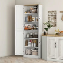 Kadyn Pantry Stand Cabinet with Adjustable Shelves and Doors, Storage Cabinet with 4-Door for Dining Room, Distressed White