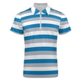 thumbnail image 4 of Gray Blue And White Stripes Men Zipper T-shirt Summer Casual Short Sleeve T-shirt Top, 4 of 7