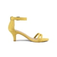 thumbnail image 3 of BLISSFUL STEP Sandales pour Femmes en Faux Suède à Bride à la Cheville à Talon Kitten à Enfiler à Brides Unies Jaune 8,5, 3 of 8
