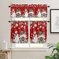 thumbnail image 2 of Christmas Snowman Truck Kitchen Curtains and Valances Set, Poinsettia Leaf Xmas Balls Red Rod Pocket Window Valance Window Curtain Panels for Living Room Bedroom Laundry, 27.5x36in, 3 Pieces, 2 of 7