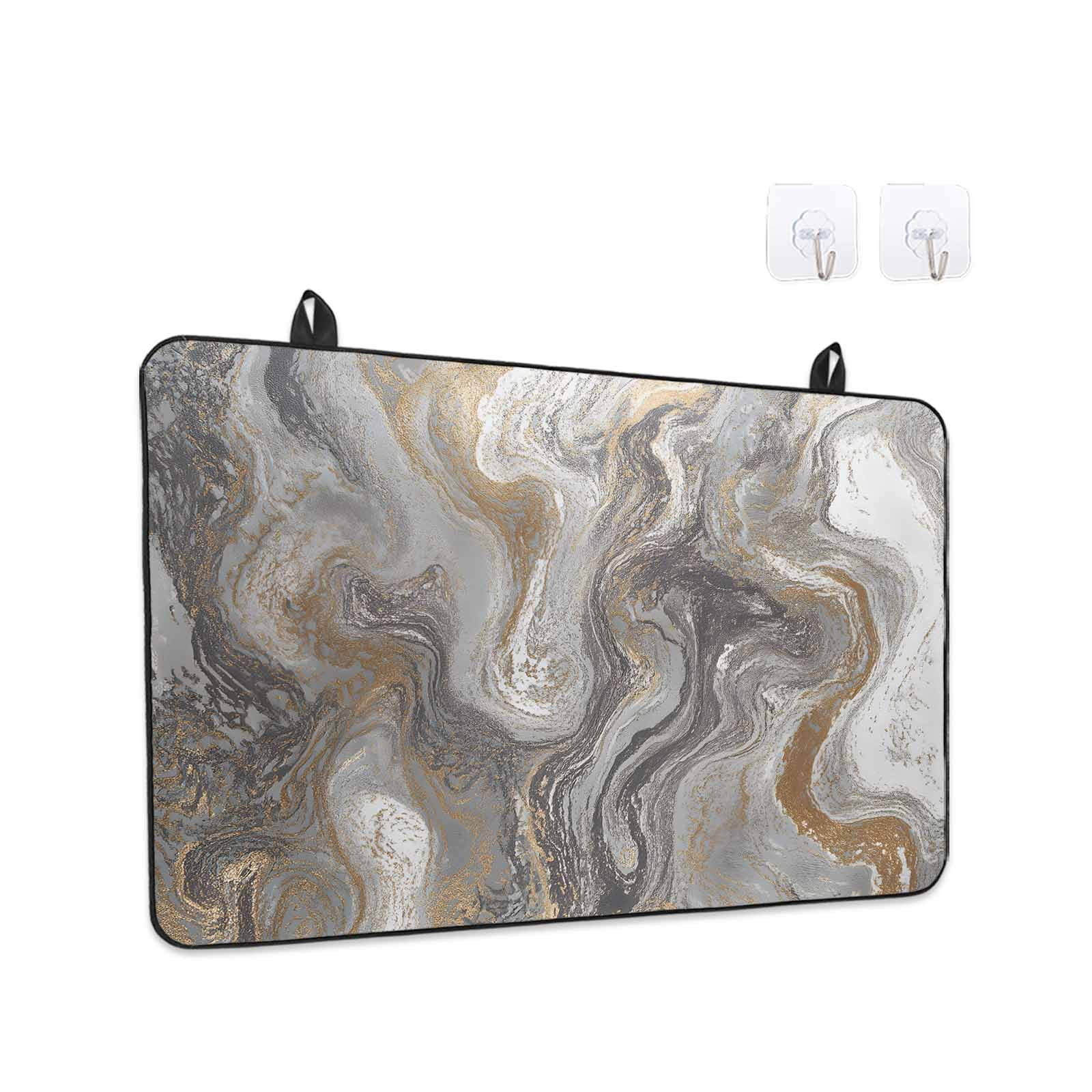 Gray Marble Stove Top Cover for Electric Stove, Heat-proof & Non Slip Glass Top Stove Cover Protector, Farmhouse Vintage Abstract Ombre Texture Kitchen Flat Cooktop Rubber Mat 31x24 Inches