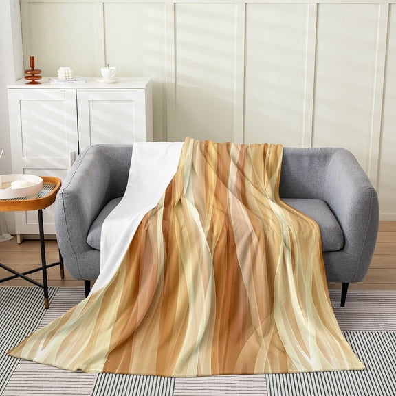 Soft Warm Flannel Throw Blanket for Couch Sofa Bed Abstract Striped Pattern Lightweight Cozy Fleece Blankets