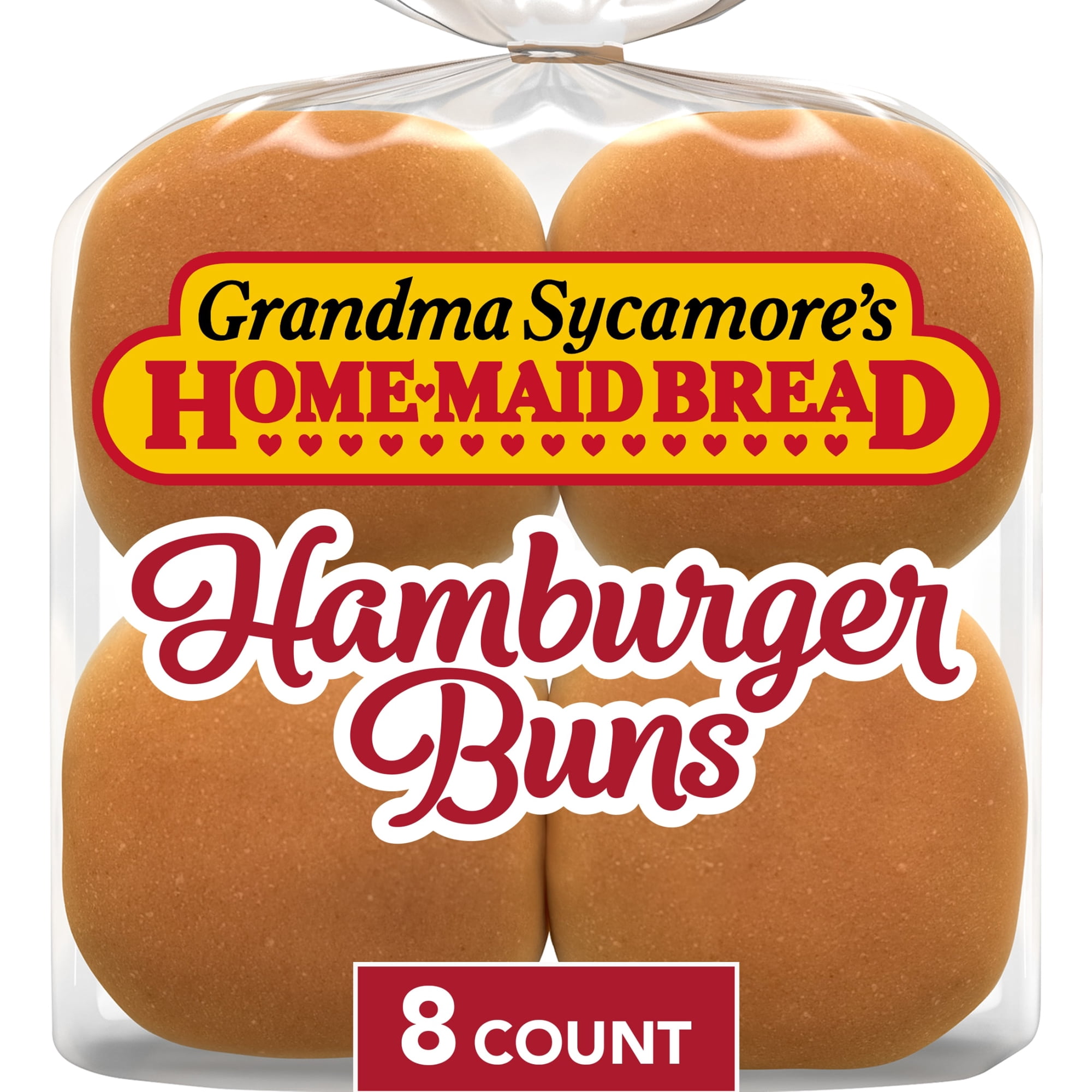 Grandma Sycamore's Plain Hamburger Buns, 8 count, Hamburger Buns, 18 oz Bag