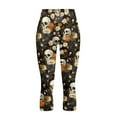 thumbnail image 4 of SCRAWLGOD Skull Daisy Spider Web Print Black Cozy Capri Leggings for Women High Waisted Capri Leggings with Pockets for Women Tummy Control Cropped Tights for Athletic Running, 3XL, 4 of 7