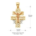 thumbnail image 3 of Ioka-14K Tri Color Gold Jesus Crucifix Cross of Caravaca Pendant with 2mm Hollow Cuban Bevel Chain Chain Necklace - 18", 3 of 4