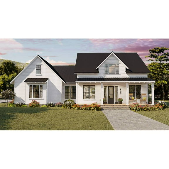 The House Designers: THD-7263 Builder-Ready Blueprints to Build a Southern Farmhouse Plan with Slab Foundation (5 Printed Sets)