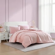 Betsey Johnson Velvet Solid Sea Pink Full/Queen Duvet Cover Set, Soft Bedding with Shams, Machine Washable