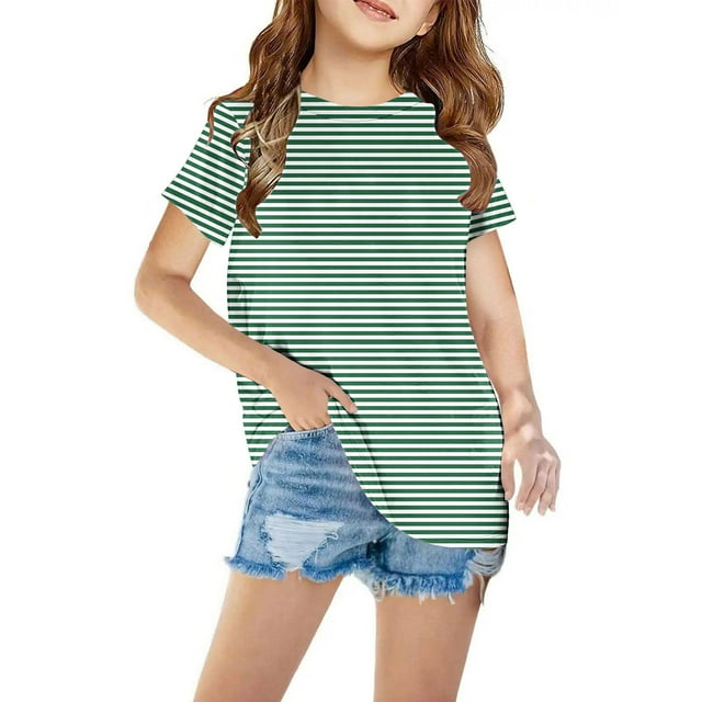 TopLLC Manches Courtes Col Rond Blouses & Chemises Chemises pour Enfants T-Shirt Graphique Manches Courtes Col Rond Crop Top pour 3-14 Ans Filles et Garçons T-Shirt Tee Blouse Fille