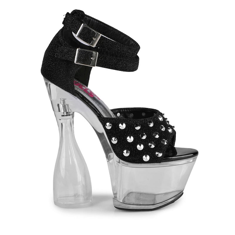 Women's Shimmer Studded Vamp Clear Platform Evening Dress Sandals