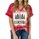 thumbnail image 1 of Pntutb Mujeres Summerchristmas Funny Letter Impreso Blusa Camisetas Casual Cuello en V Manga corta Camisetas tops Pntutb Pntutb-3920, 1 of 6