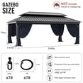 thumbnail image 2 of Pakunoda 16' X 6.5' Gazebo Universal Replacement Privacy 4-Panel Curtains, Waterproof Outdoor Curtains Navy Blue Sidewall with Zipper for Patio Garden Backyard 12' X 20' Gazebo, Curtain Only, 2 of 8