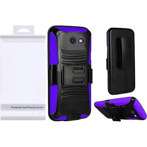 GSA Armor Hybrid Case w/Holster For Samsung Galaxy J7 (2017), J727, J7 Perx, J7 Sky Pro & J7 Prime Black/Purple
