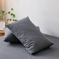thumbnail image 2 of Czcpp-10 0 % Coton Lavé Taies d'Oreiller Taille Queen Lot de 2 Lin Texturé Naturel Anti-Rides Confortable Respirant Durable (Gris Foncé, Queen), 2 of 4