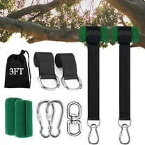 OFEFE Tree Swing Straps Hanging Kit (Set of 2), 3FT Tree Swing Straps Holds 2500 lbs with Tree Protector, Safety Lock Carabiner and Swivel Perfect for Swings & Hammocks(3 FT,Black)