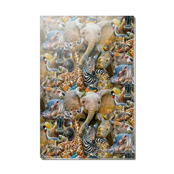 African Animals Zebra Giraffe Elephant Pattern Rectangle Acrylic Fridge Refrigerator Magnet