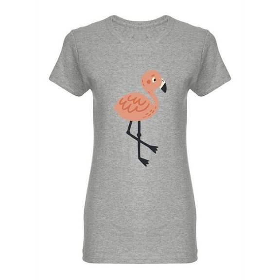 Pink Flamingo Cartoon Shaped T-Shirt Women -Image by Shutterstock, Female Large