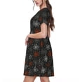 thumbnail image 2 of Goofa Spider Web Pattern Women Summer Short Sleeve Midi Dress with Pockets Casual Aline Flowy Tshirt Dress Vocation Beach Sundress, 2 of 6