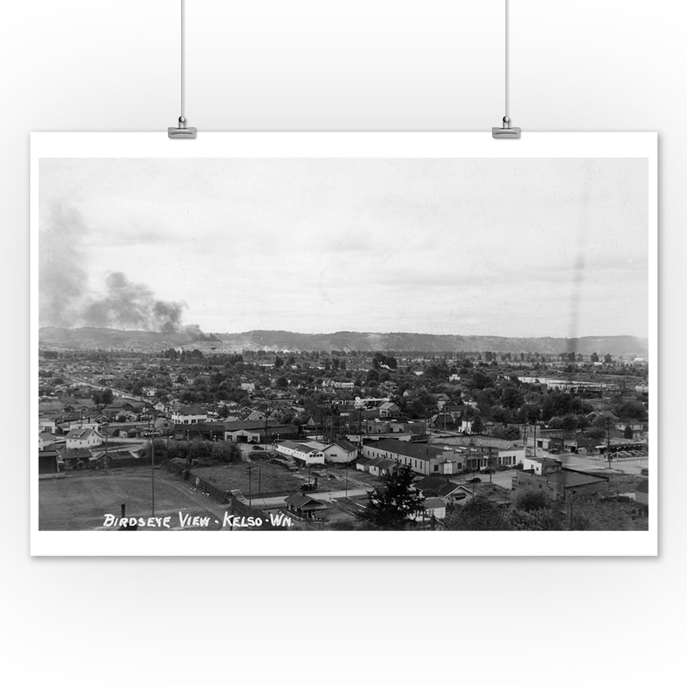 Kelso, Washington Aerial View of the Town (12x18 Art Print, Wall Decor Travel Poster