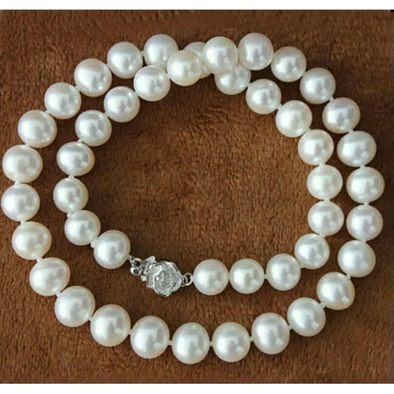 EOEMY 8-9mm Natural White South Sea Akoya Pearl Necklace 18'' Aaa