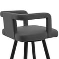 thumbnail image 2 of Gabriele 26" Gray Faux Leather and Black Metal Swivel Bar Stool, 2 of 10