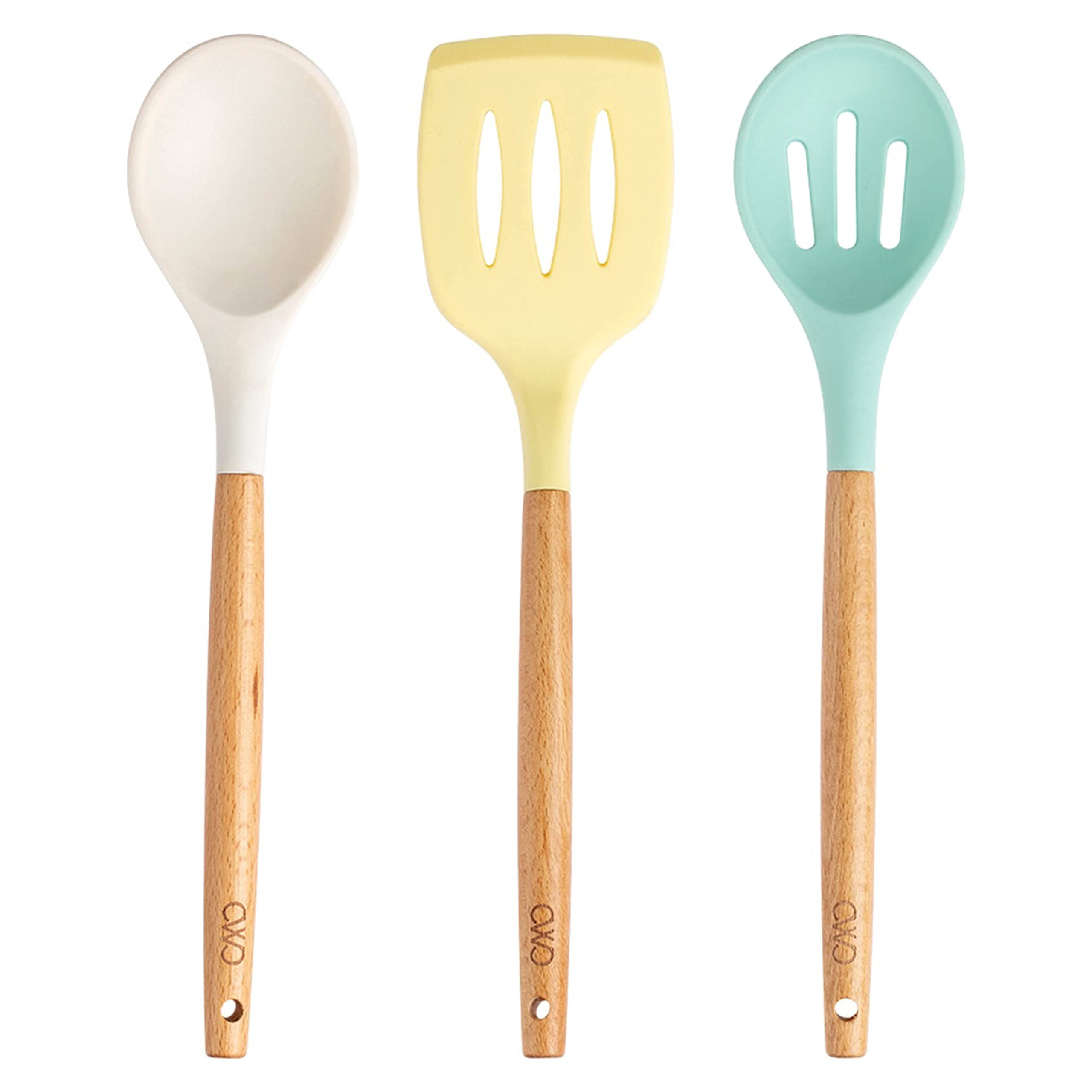Cook with Color Silicone Cooking Utensils Set, 3 Piece Kitchen Utensils ...
