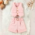 thumbnail image 2 of Ugoldhm Girls 2Pcs Outfits for 1-8Y Fashion Vest and Shorts with Belt Girl Summer Clothes Size 1-8, 2 of 3