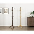 thumbnail image 3 of Estante clásico de ropa de madera maciza de color marrón oscuro, 10 ganchos, muebles para el hogar de entrada, 1 instalación, 3 of 5