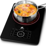 EconoHome Superconductor Portable Cooktop - Extra Thin & Portable Electric Stove for Cooking, Kitchen, Home, Apartment, Dorm - Stainless Steel, Microcrystalline Glass Burner - Adjustable Temperature