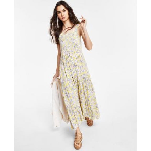Black Tape Smocked Floral Print Maxi Dress Pinkyellow Ditsy Floral S