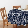 thumbnail image 2 of Christmas Tablecloth 60×60 Inch Round, Blue Snow Washable Table Cover for Party Picnic Dinner Decor, 2 of 6