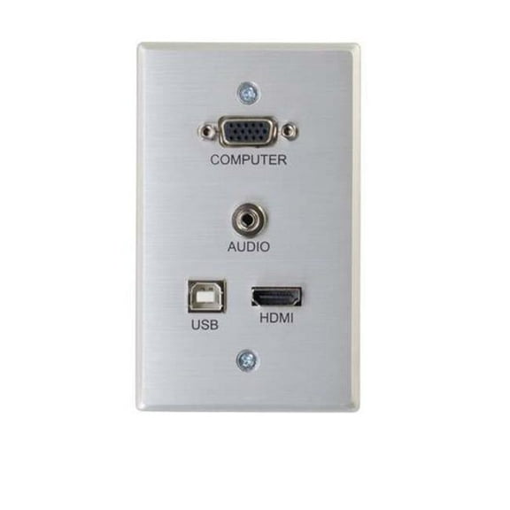 Rapidrun VGA Plus 3.5mm Plus HDMI & USB Pass Through Single Gang Wall Plate