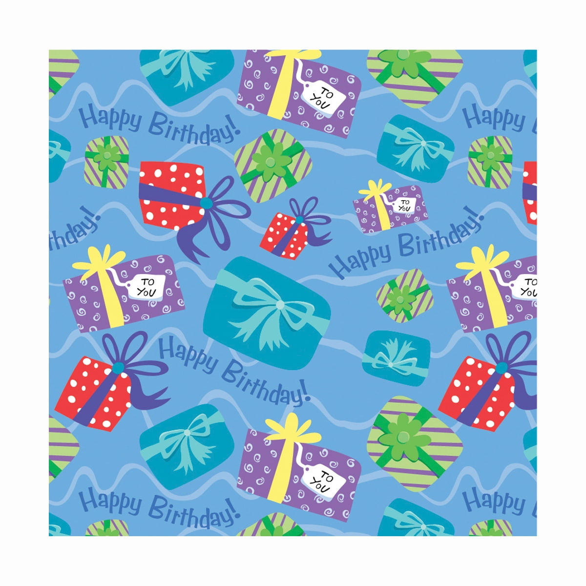 Retro Typographic Vintage Gift Wrapping Paper JUST FOR YOU Hallmark Rainbow Blue 