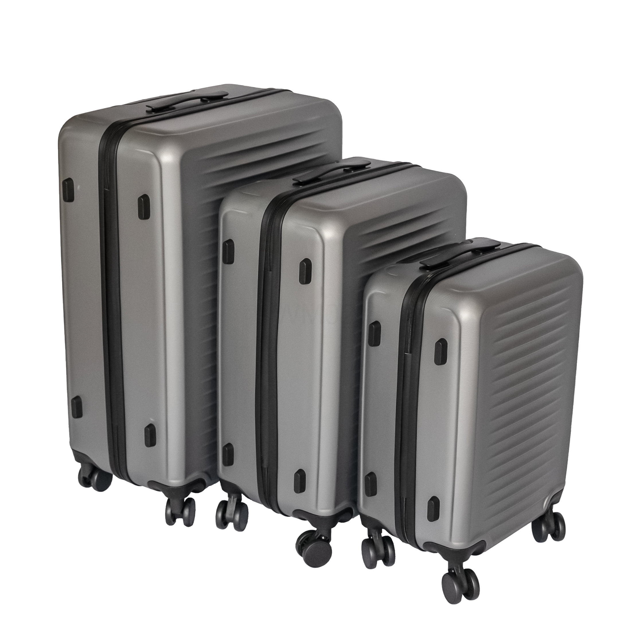 COSMOS TSA Approved ABS Hardside Luggage Set, Dark Gray 3-Piece Spinner Suitcase with Silent Wheels