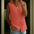 thumbnail image 6 of Women's Sleeveless V-Neck Linen Tank Top, Solid Color Casual Summer Blouse, 6 of 7