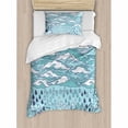 thumbnail image 3 of Home Decor Queen Size Duvet Cover Set, Funky Overcast Cumulus Clouds Like Sea Wave Floating Wet on Ethnic Umbrella, Decorative 3 Piece Bedding Set with 2 Pillow Shams, Blue Purple, by Ambesonne, 3 of 3