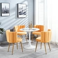 thumbnail image 3 of Yellow Dining Chair Pair (2) - Ergonomic Design, Breathable Short Fur, Wood Color Iron Tube Legs For Relaxation Modern Chairs ( Of 2) Spacious Seating, Thicken Metal Various Rooms, 3 of 5