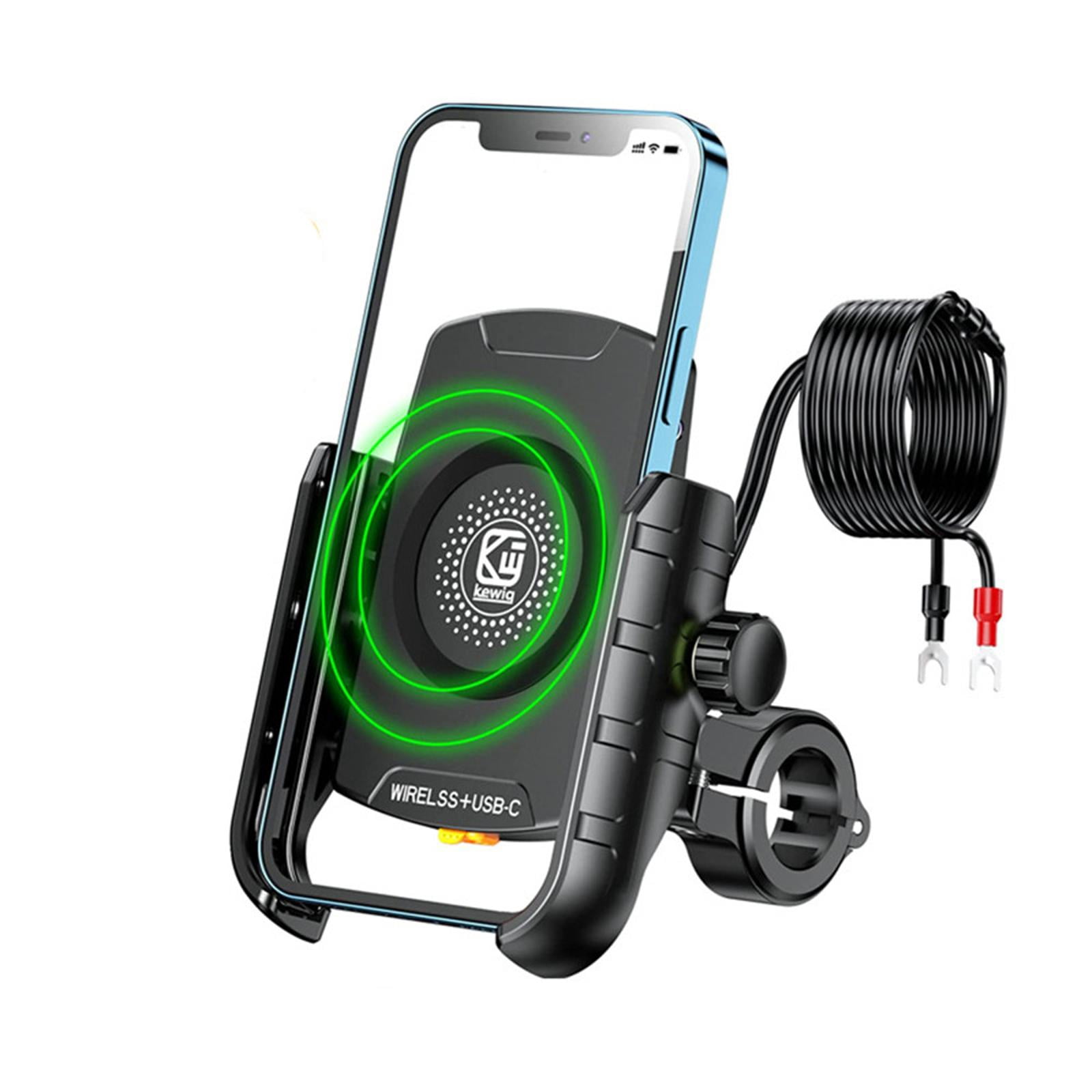 NATEFEMIN Motorcycle Phone Holder Charger Wireless 15W USB C 20W Fast Charging 360 Rotate Waterproof