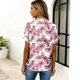 thumbnail image 5 of Tropical Floral Print Shirt for Women, Short Sleeve Button Down Collar Top - Summer Loose Fit Lightweight Blouse Pink XL, 5 of 6