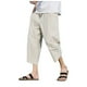thumbnail image 1 of Pantalones cortos de algodón y lino para hombre: pantalones deportivos holgados e informales, color liso, tallas grandes (M-XXXXXL), aptos para primavera/verano, 1 of 5